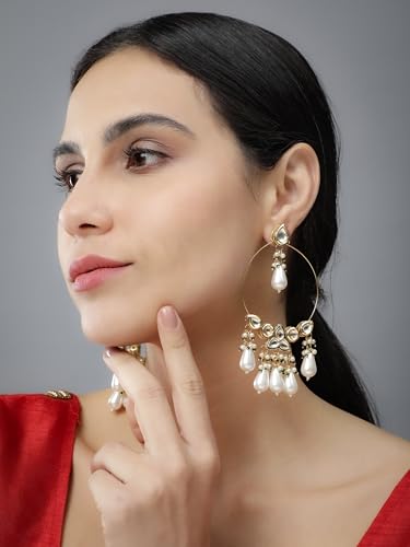 White Kundan Bali Dangle Earrings