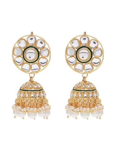 Jewellity White Necklace WIth Earring Kundan Jhumka And Maang Tika Set | Fancy Jewellery For Wedding, Festive, Engagement, Anniversary For Women's And Girl's