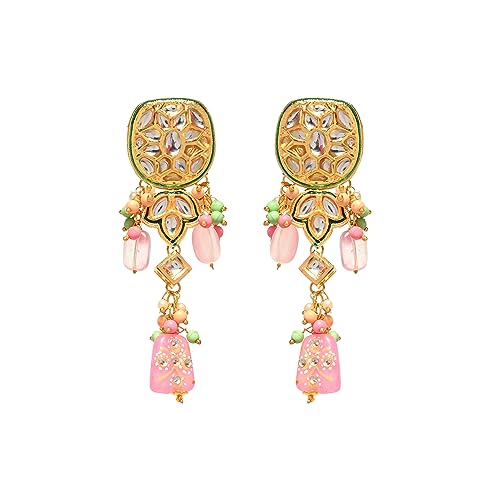 Jewellity Pink/Light Pink/Baby Pink Kundan Choker Designer Necklace with Long Earrings For Women/Girls NSK-5137