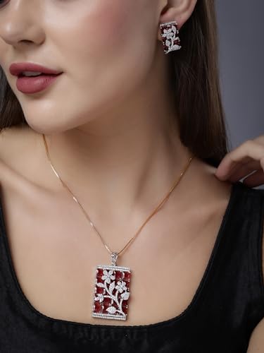 Ruby Pink Pendant Set