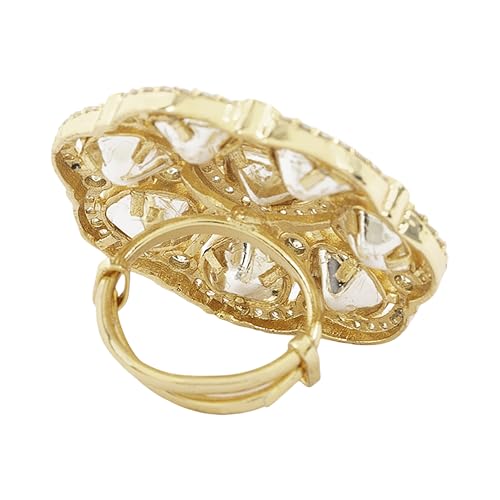 Rose-Cut Moissanite Polki Cocktail Adjustable Ring