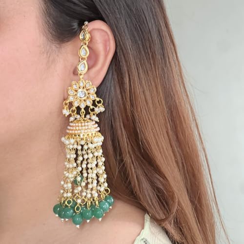 Moti Phool Earrings with Earchain