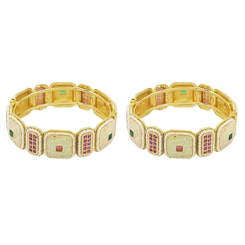 Multicolour Gold Plated Openable Bangles (Set of 2)