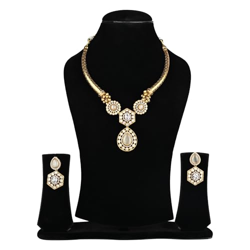Traditional Hasli Necklace Set with Crystal Studded Pendant