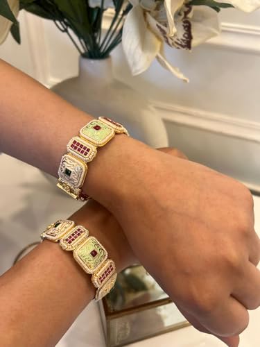Multicolour Gold Plated Openable Bangles (Set of 2)