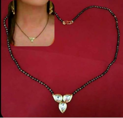 Jewellity Kundan Gold Mangalsutra Set with Sleek Pendant and Studs, Light Weight, For Women MSK-5277