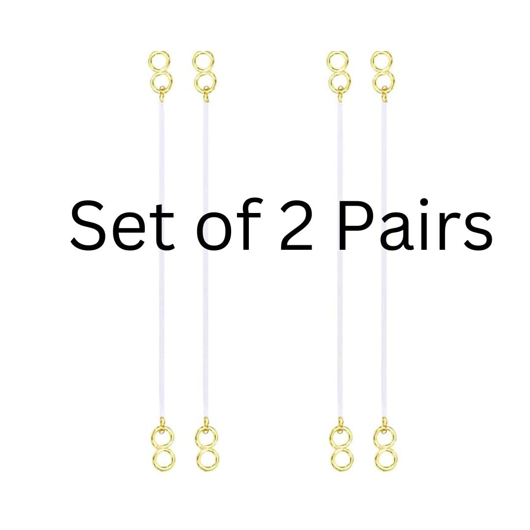 Jewellity Transparent Earring Support Chains, Lightweight, Invisible, for Heavy Earrings, Gold Plated, Pack of 2 Pairs for Women/Girls EC-210