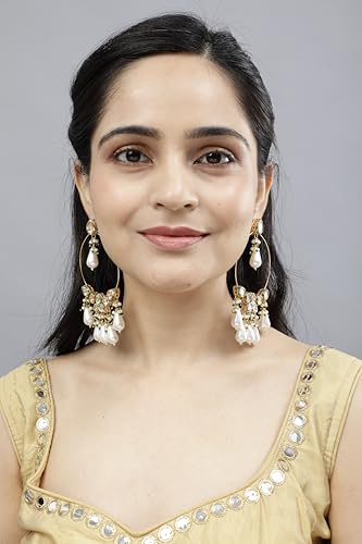 White Kundan Bali Dangle Earrings