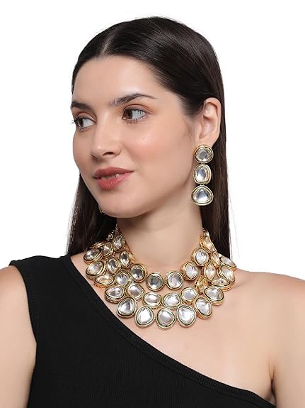 Bridal Three-Layered Kundan Meenakari Necklace Set