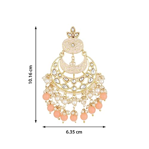 Jewellity Peach Chandbali Kundan Earrings For Women/Girls ERK-5114