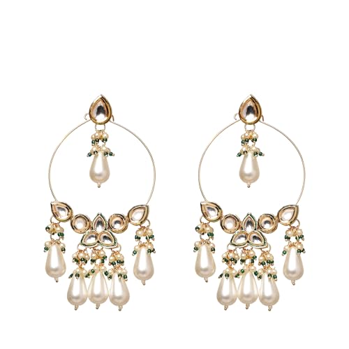 White Kundan Bali Dangle Earrings
