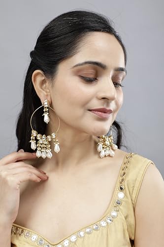 White Kundan Bali Dangle Earrings