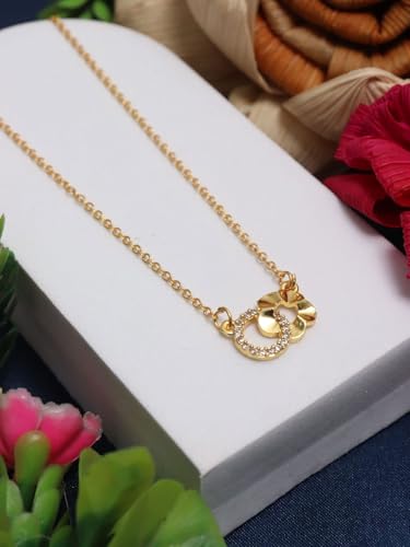 Dainty Crystal Studded Floral Pendant