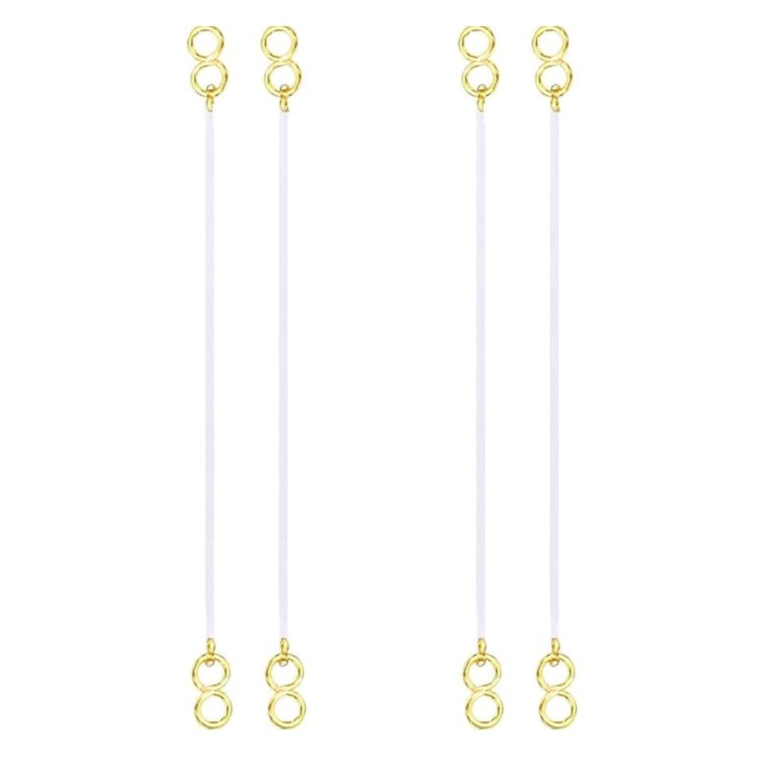 Jewellity Transparent Earring Support Chains, Lightweight, Invisible, for Heavy Earrings, Gold Plated, Pack of 2 Pairs for Women/Girls EC-210
