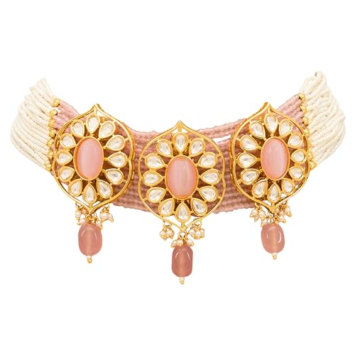Charming Pink Polki Choker Necklace