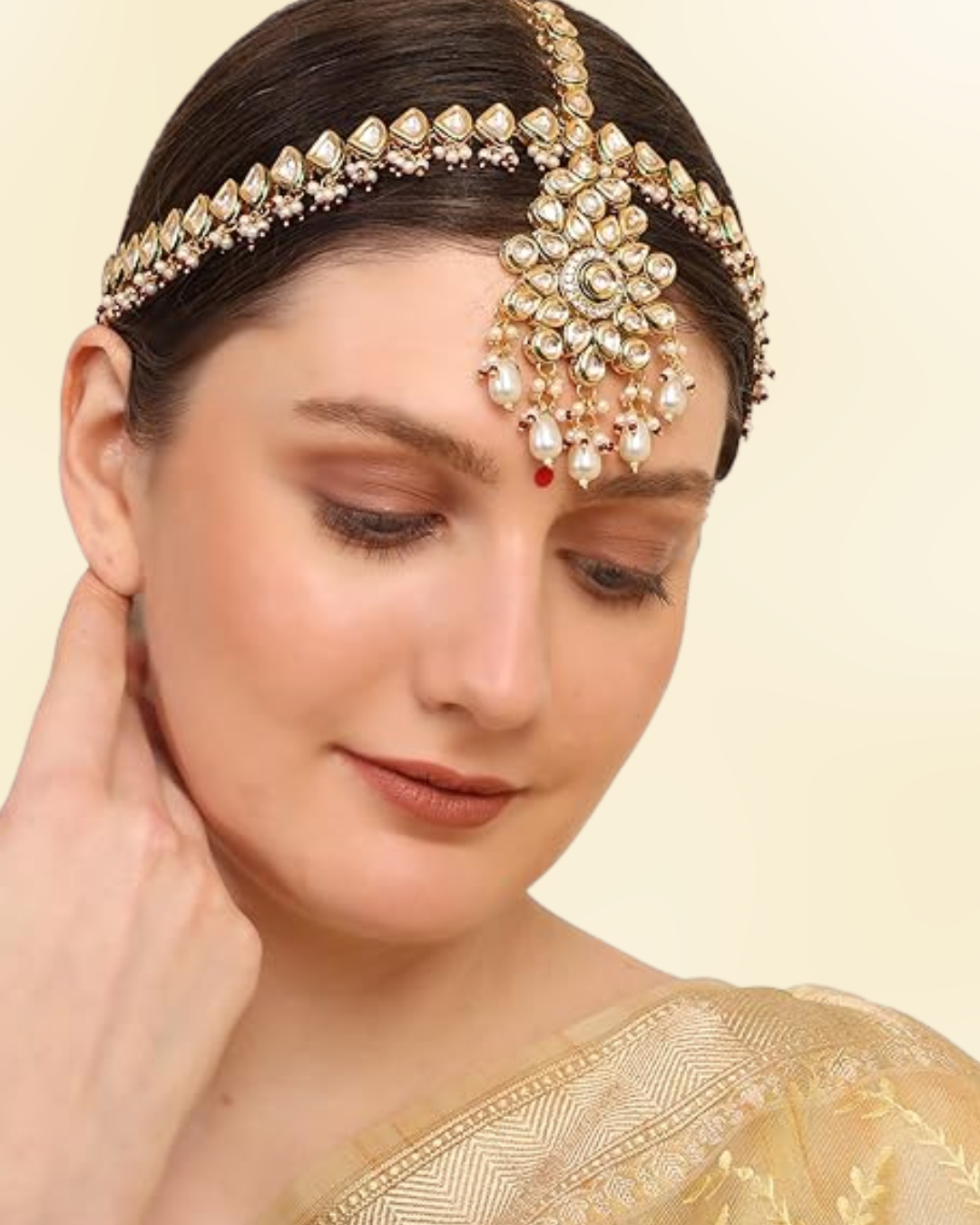 White Kundan Mathapatti/Sheeshfool