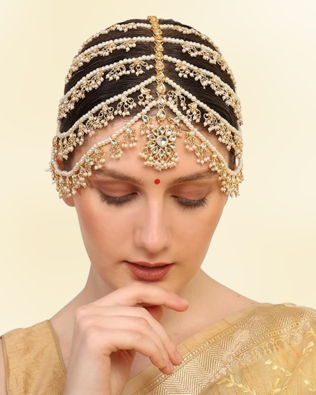 Traditional Kundan Pearl Jaal Mathapatti / Sheeshfool