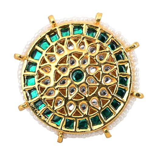 Round Green Adjustable Kundan Ring