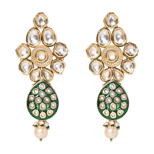 Traditional Bridal Green & Gold Necklace with Earrings and Maang Tikka