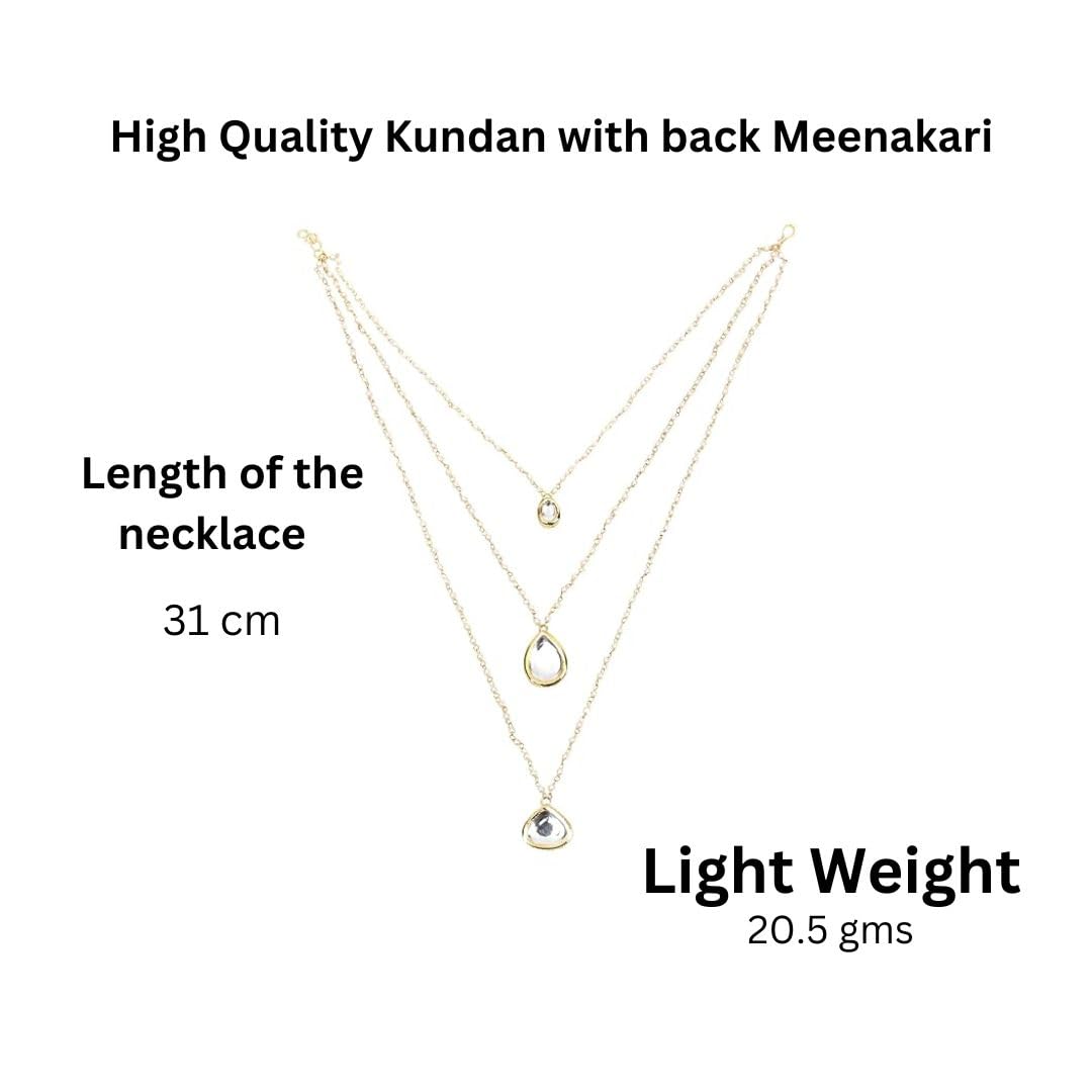 Jewellity Pearls Chain Necklace Set with Gold Kundan Drops and Studs For Girls/Women NSK-5261