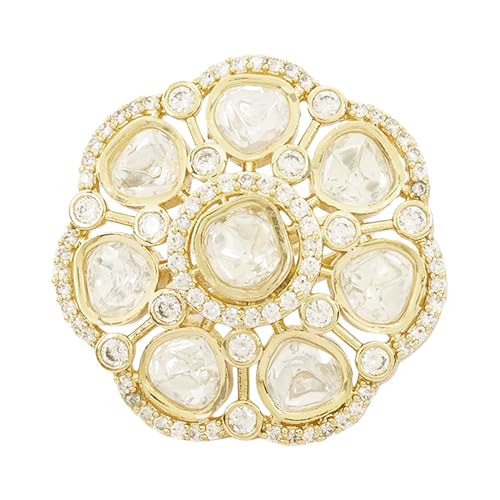 Rose-Cut Moissanite Polki Cocktail Adjustable Ring
