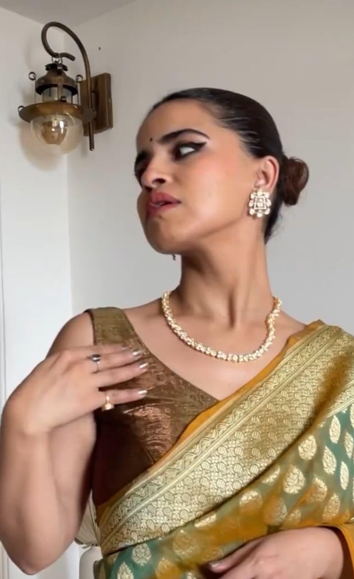 Jewellity Three Layer/Multilayer Kundan Necklace with Stud Earrings For Women/Girls NSK-5181