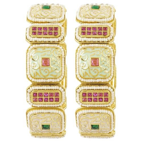 Multicolour Gold Plated Openable Bangles (Set of 2)