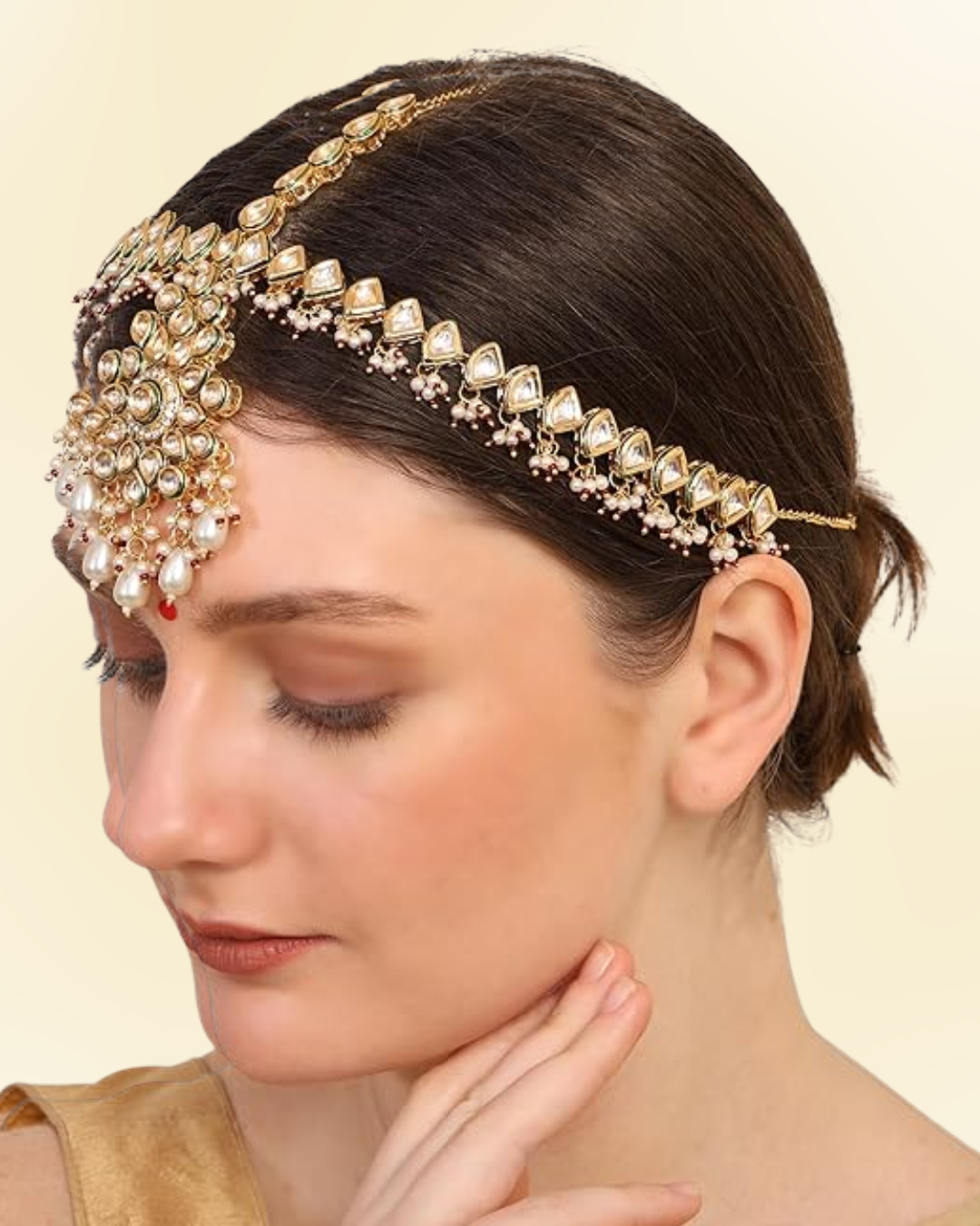 White Kundan Mathapatti/Sheeshfool
