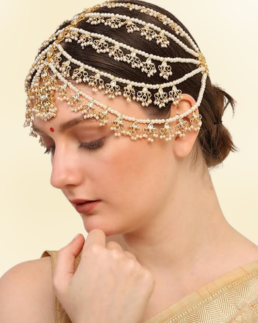 Traditional Kundan Pearl Jaal Mathapatti / Sheeshfool