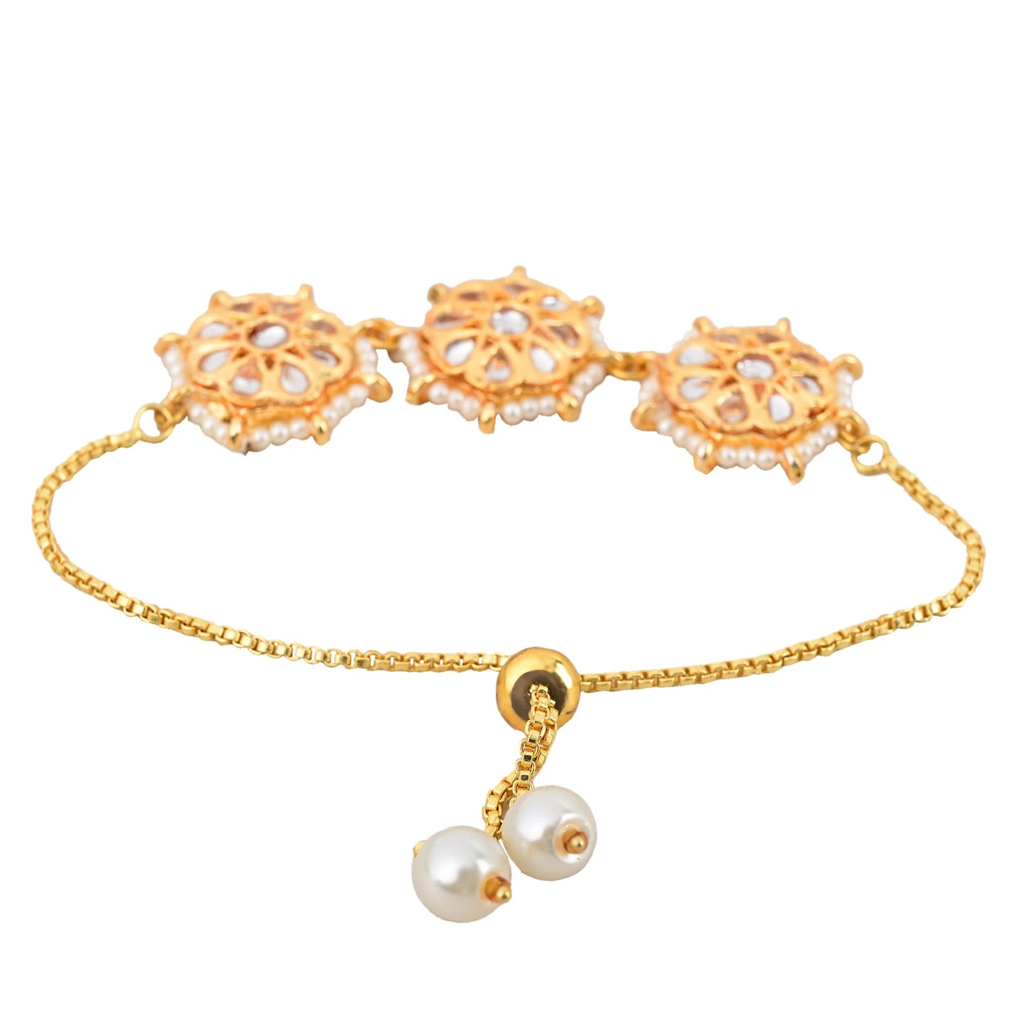 Jewellity Kundan Adjustable Handchain/Bracelet/Hathfool For Women/Girls BRK-5235