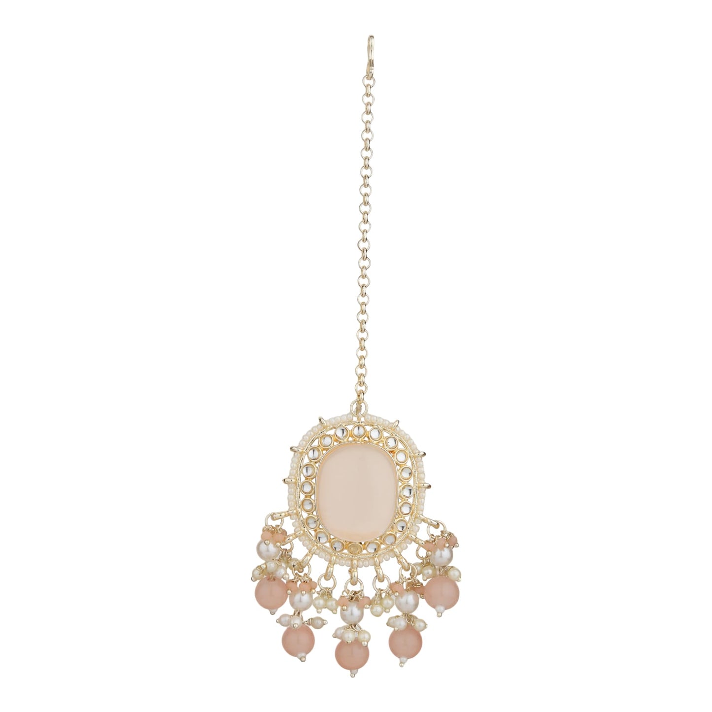 Jewellity Peach and Gold Designer Choker Necklace With Earrings and Tika For Women/Girls NSTK-5125