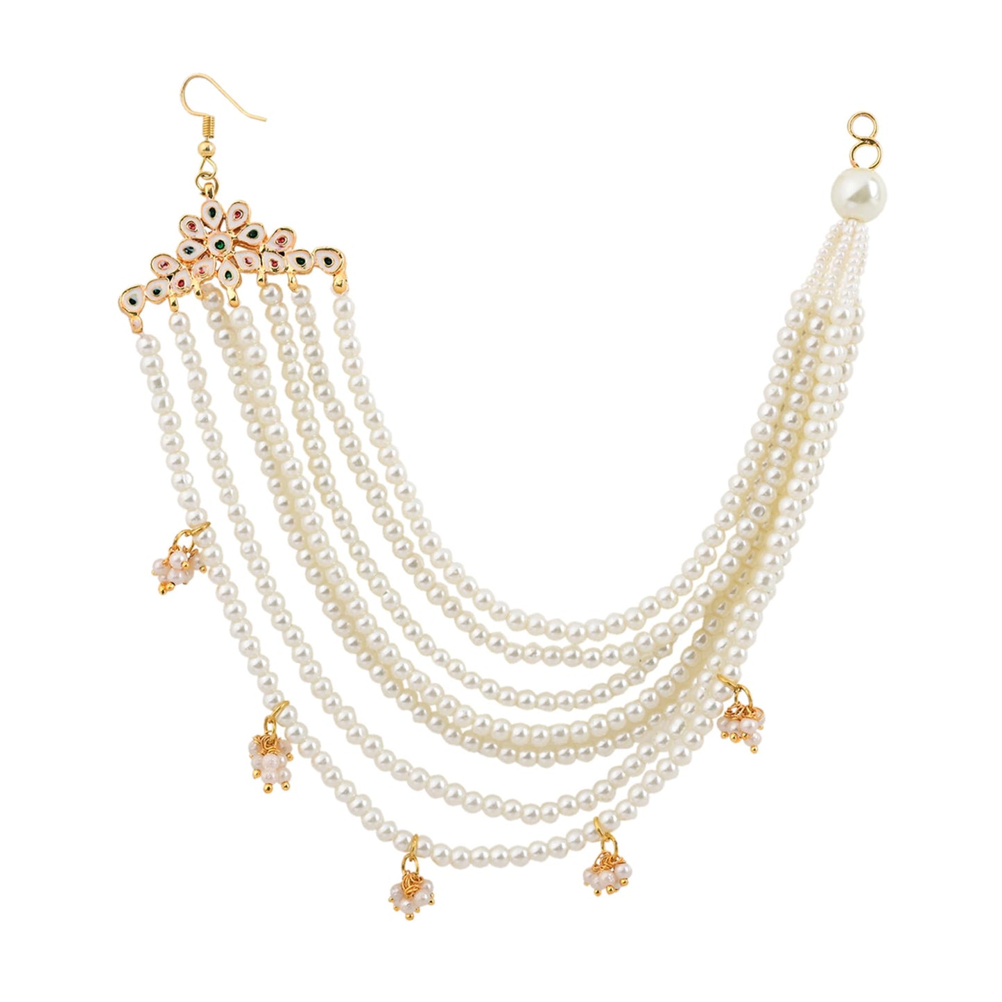 Jewellity White Pearls Ear chains, Earring supporter, Kaan chain, Hair chain,Hair accessory For Women EC-201