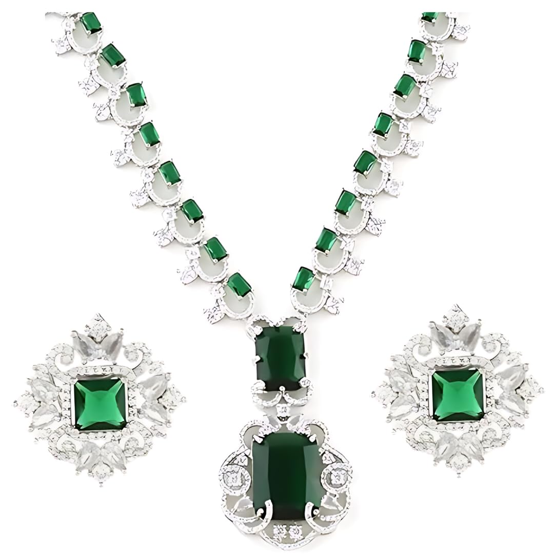 Emerald Essence Floral Necklace Set