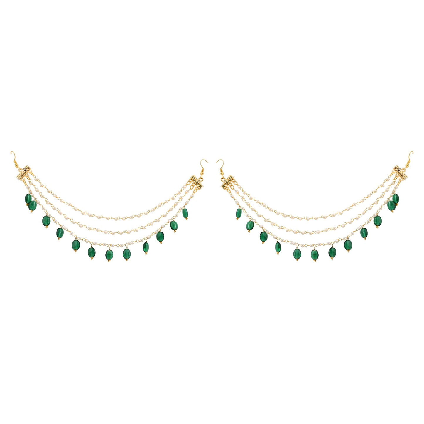 Green Emerald Elegance Draped Chain Earchains