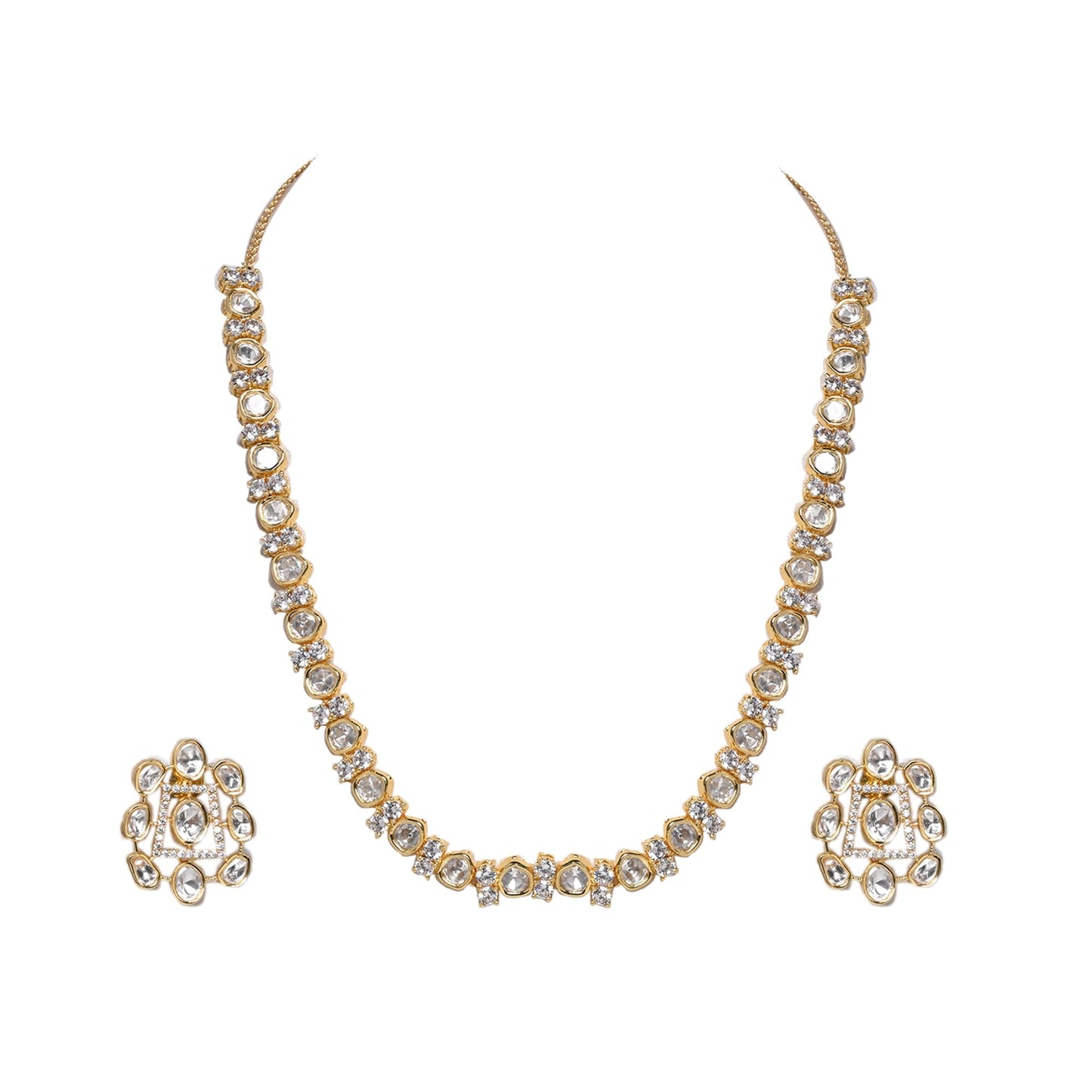 Jewellity Three Layer/Multilayer Kundan Necklace with Stud Earrings For Women/Girls NSK-5181