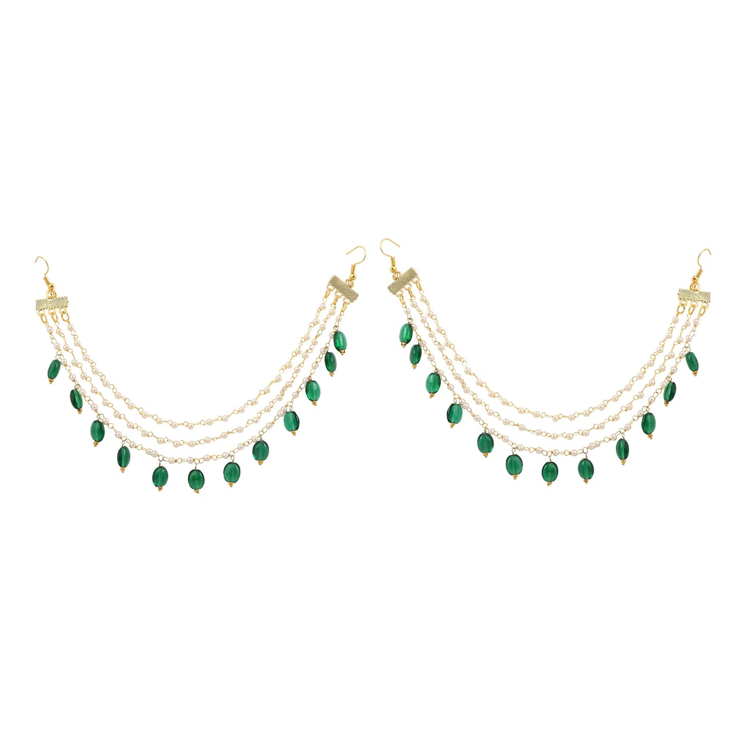 Green Emerald Elegance Draped Chain Earchains