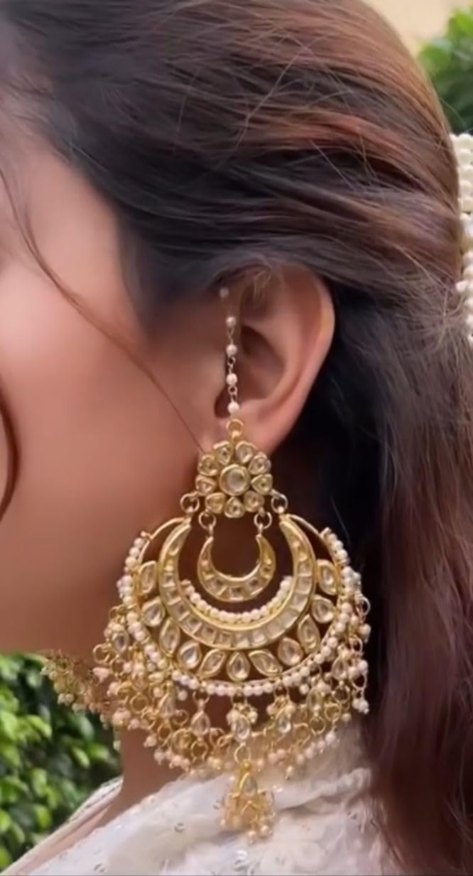 Kundan And Pearl Showstopper Chandbalis Earrings