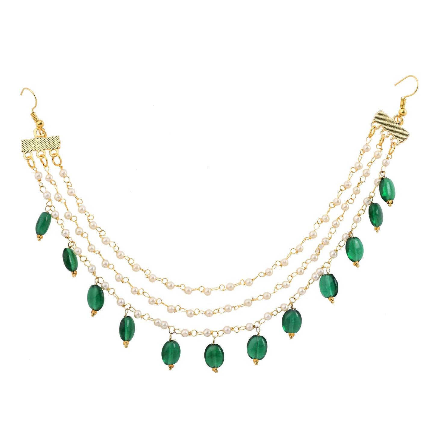 Green Emerald Elegance Draped Chain Earchains