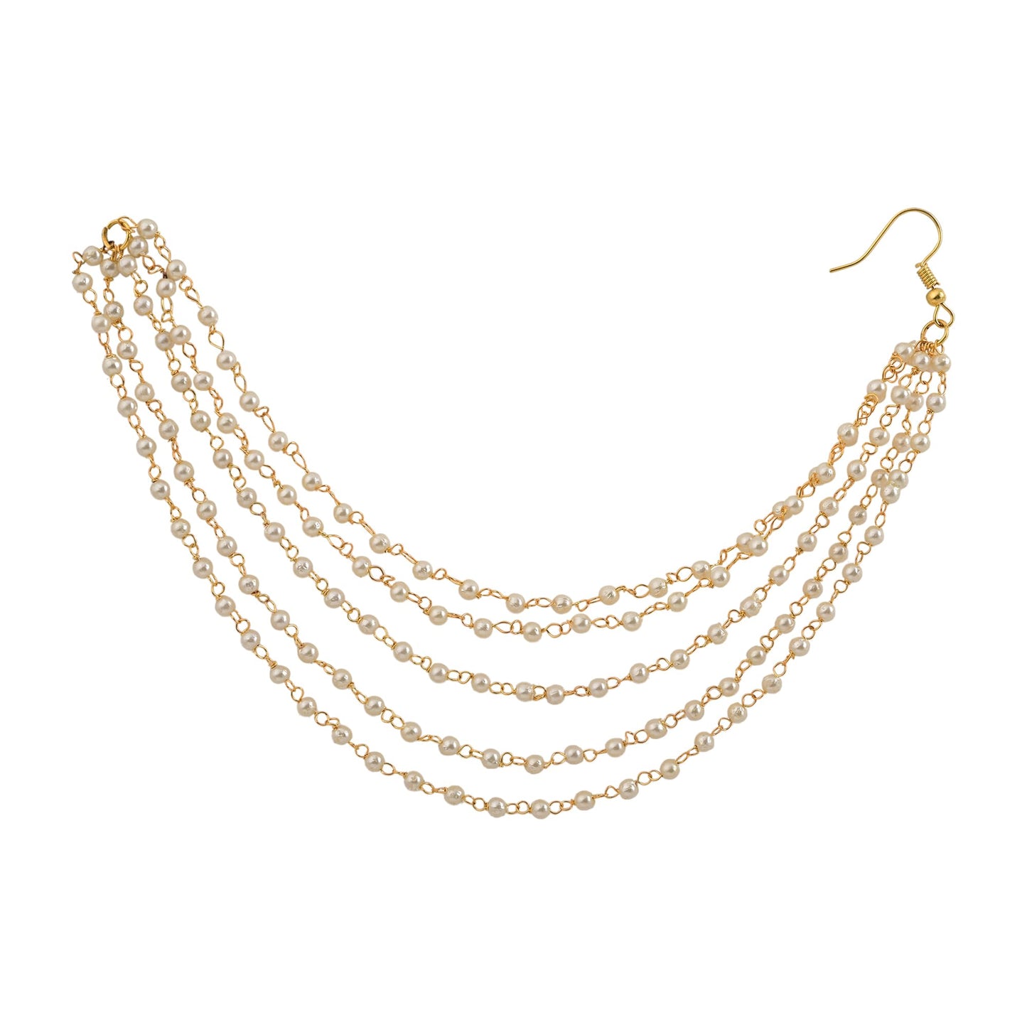 Jewellity White Pearls Ear Chains, Earring Supporter, Kaan Chain, Hair Chain for Women EC-204
