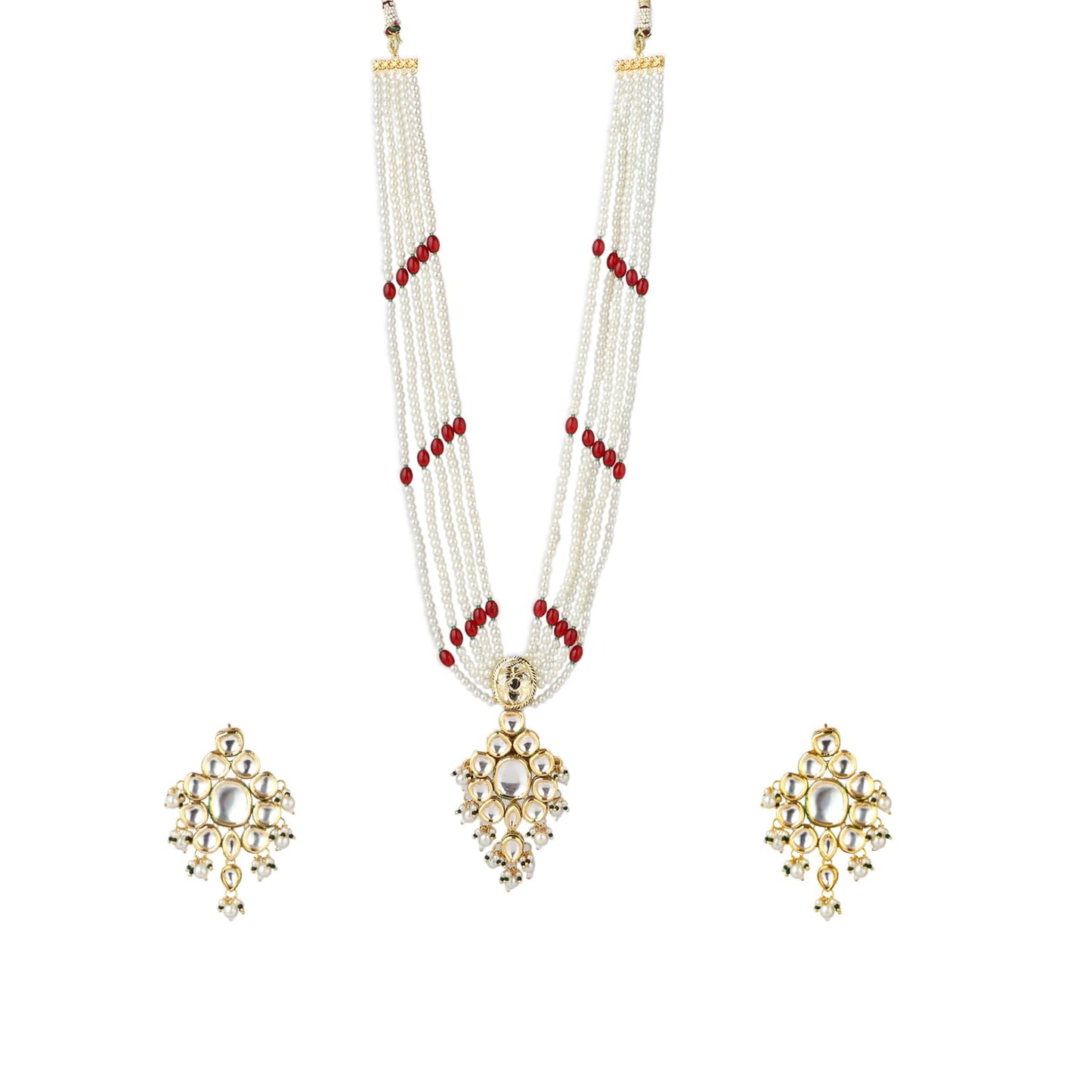 Maroon and white Noor Serenity Kundan Set