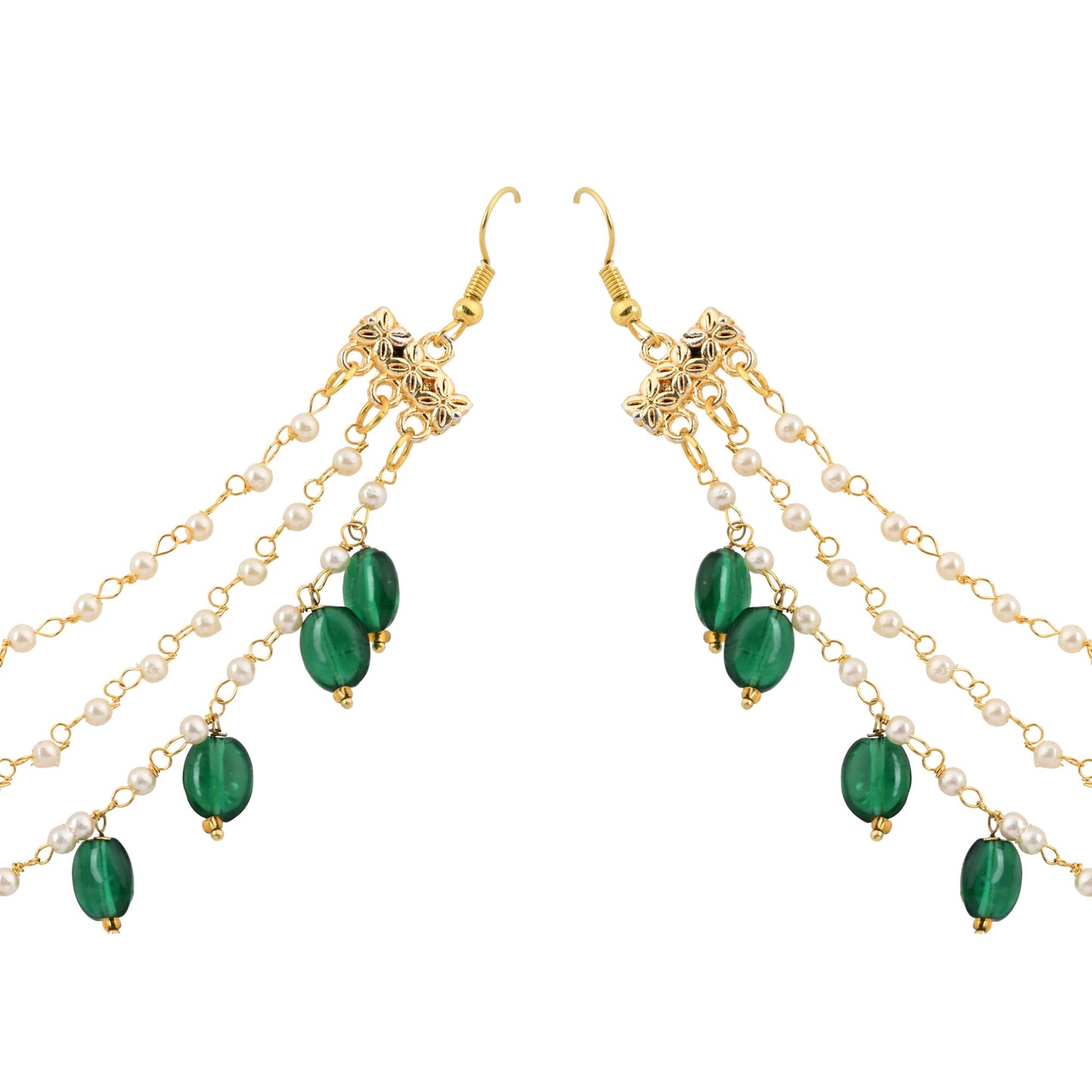 Green Emerald Elegance Draped Chain Earchains