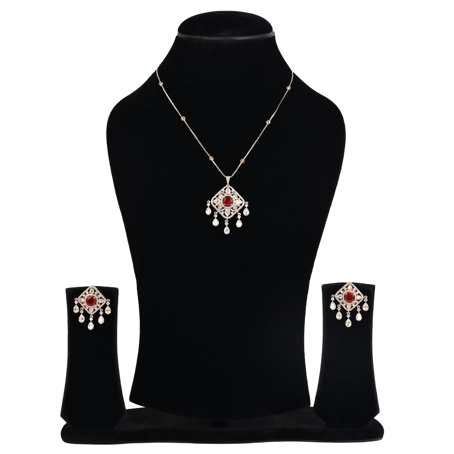 Ruby Barfi Pendant Set