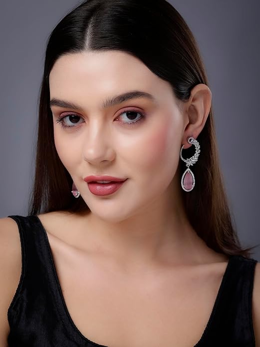 Statement Pink Rain Drop Earrings (ERA-780)