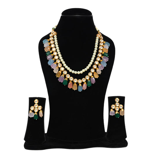 Multilayer Pastel Kundan Necklace
