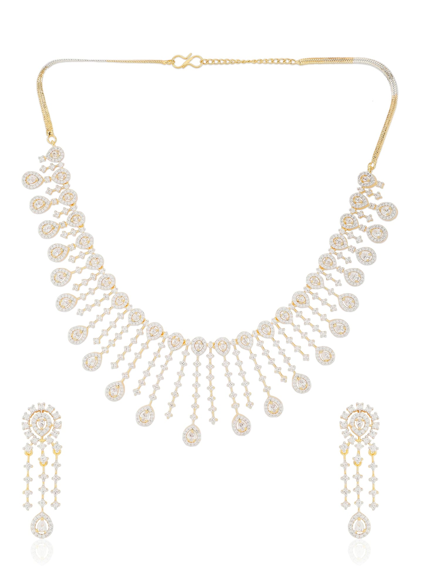 Jewellity Premium American Diamond/AD Designer Necklace With Earrings Set For Girls/Women NSA-776