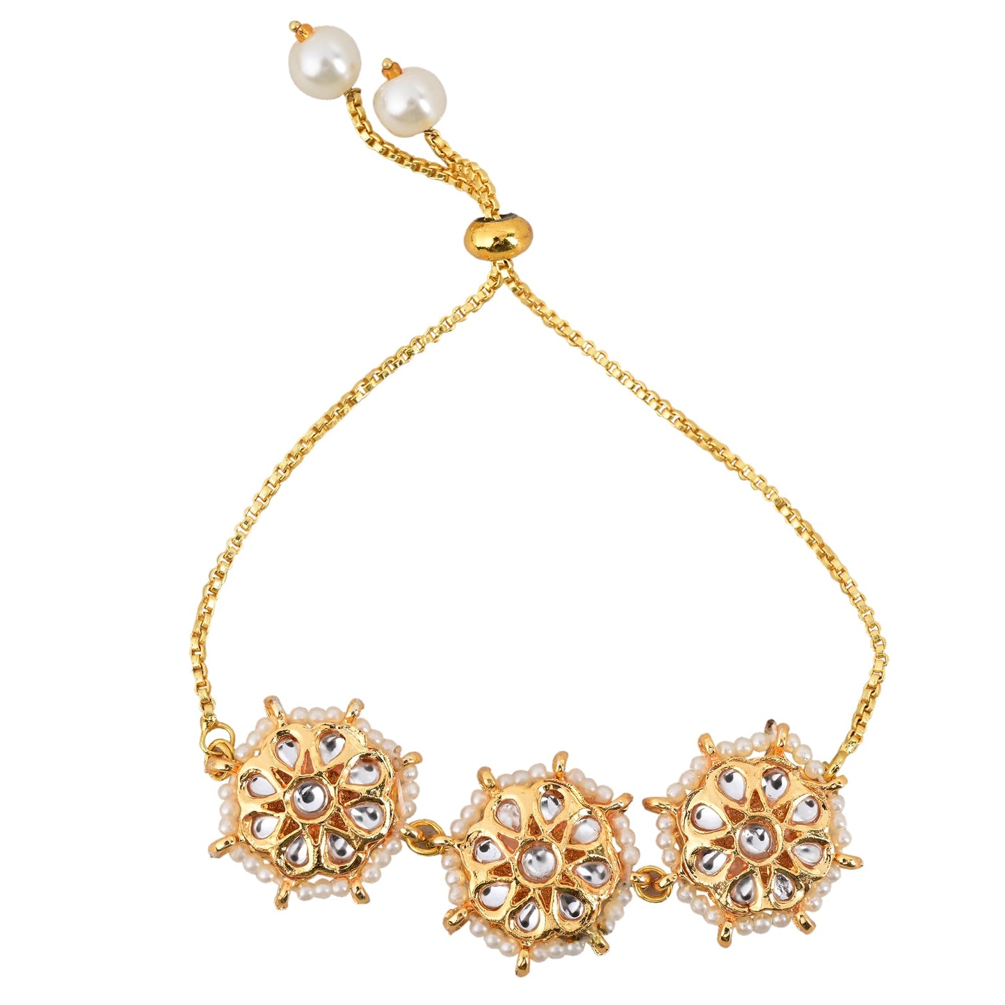 Jewellity Kundan Adjustable Handchain/Bracelet/Hathfool For Women/Girls BRK-5235