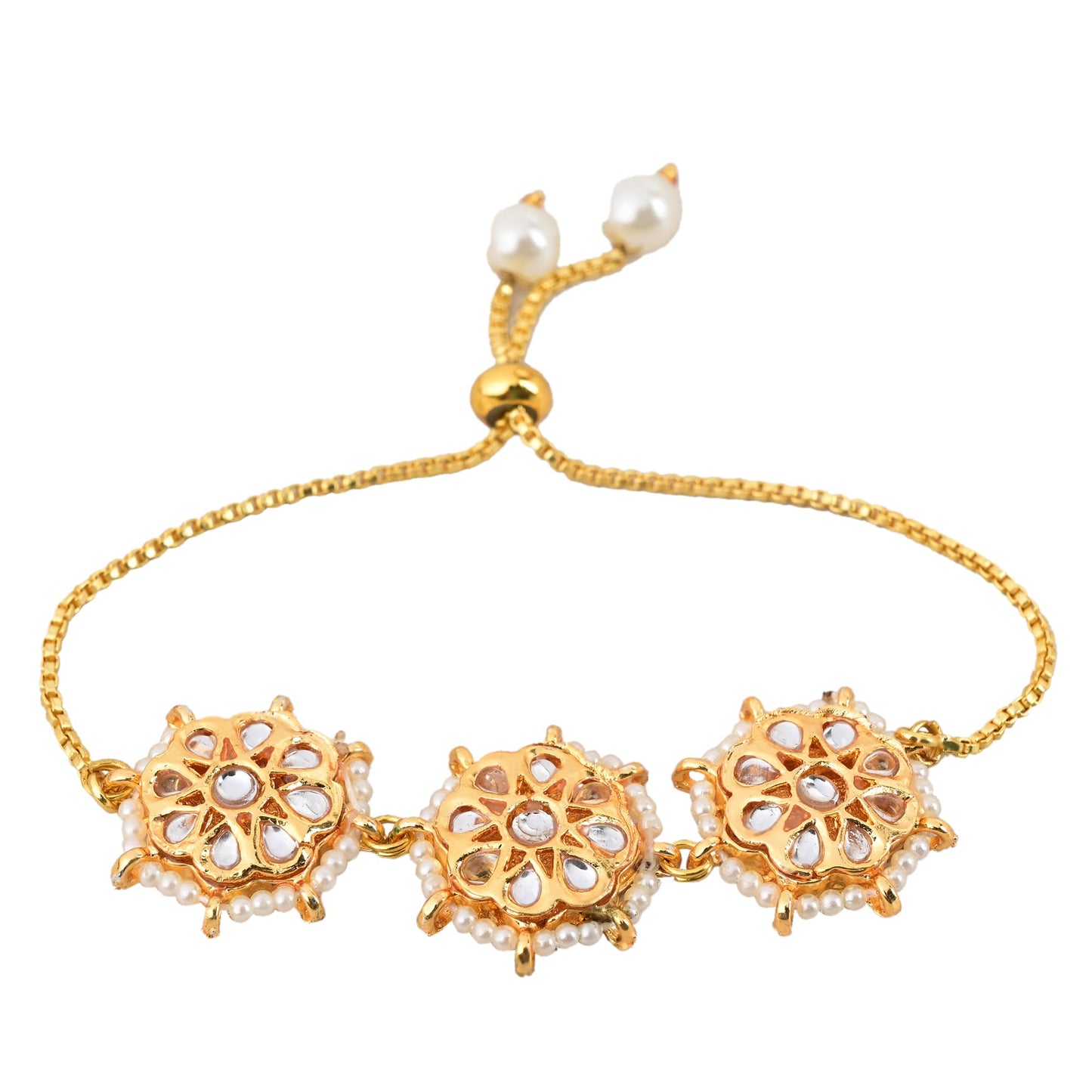 Jewellity Kundan Adjustable Handchain/Bracelet/Hathfool For Women/Girls BRK-5235