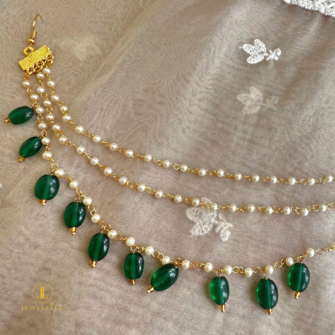 Green Emerald Elegance Draped Chain Earchains