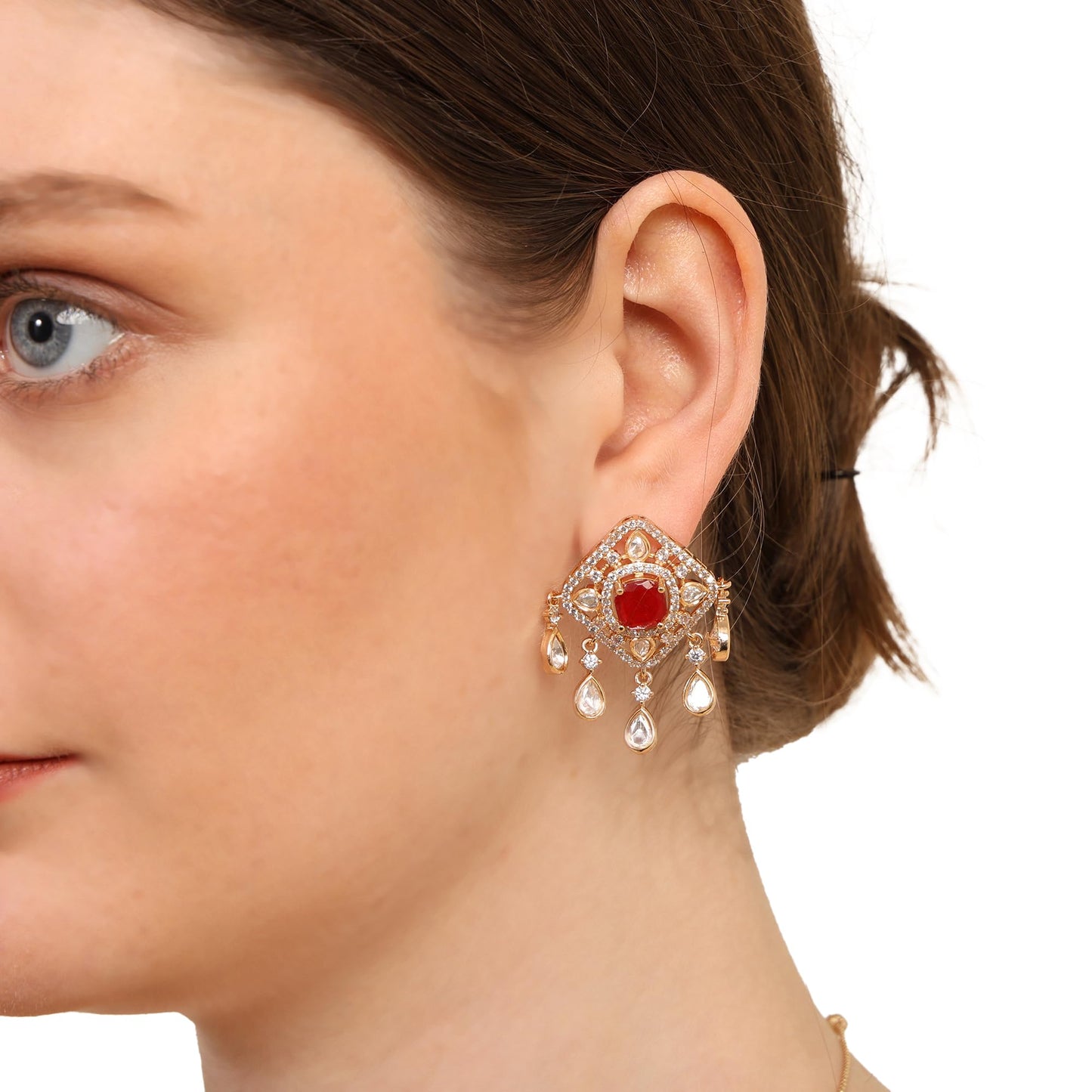 Ruby Barfi Pendant Set