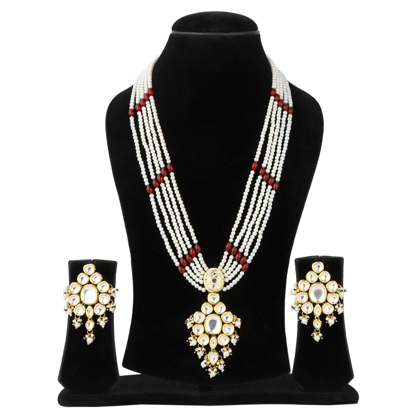 Maroon and white Noor Serenity Kundan Set